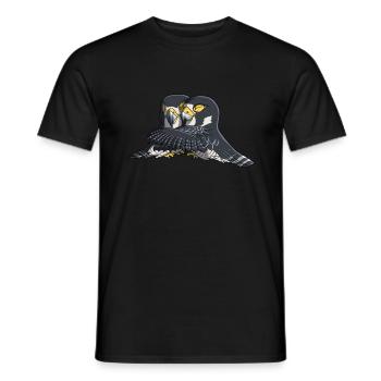 Hugging Peregrine Falcon Birds - Men's T-Shirt - black - Front - AI Model Male 178 light (178cm)