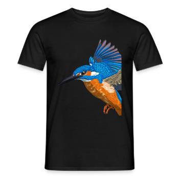 Flying Kingfisher Bird - Men's T-Shirt - black - Front - AI Model Male 178 light (178cm)
