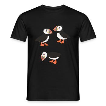 Funny Puffin Birds - Men's T-Shirt - black - Front - AI Model Male 178 light (178cm)