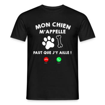 Mon Chien Préféré M'Appelle Cadeau Humour - T-shirt homme - noir - Devant - AI Model Male 178 light (178cm)