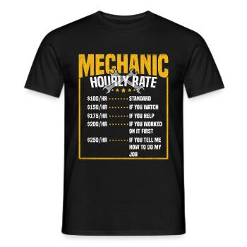 MECHANIKER-STUNDENSATZ - Männer T-Shirt - Schwarz - Vorne - AI Model Male 178 light (178cm)