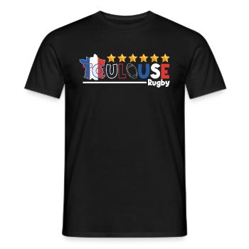 Toulouse Rugby 6 Stars Sport Pride - Men's T-Shirt - black - Front - AI Model Male 178 light (178cm)