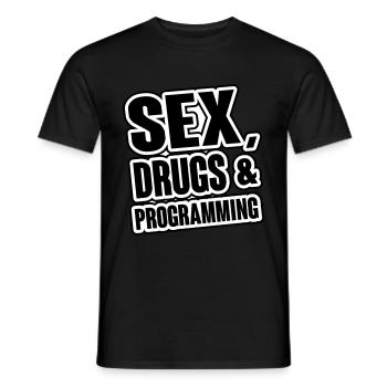 Sex, Drugs & Programming - Männer T-Shirt - Schwarz - Vorne - AI Model Male 178 light (178cm)