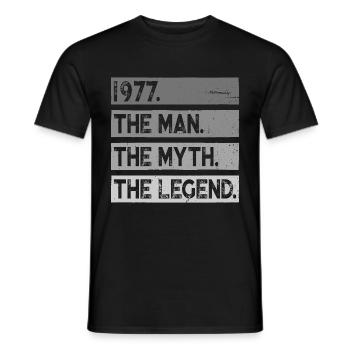 Né en 1977 Homme Mythe Légende Anniversaire - T-shirt homme - noir - Devant - AI Model Male 178 light (178cm)