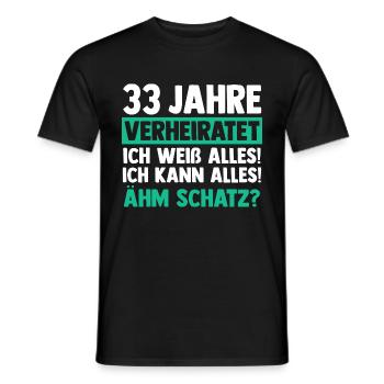 Ehe Zinnhochzeit 33 Jahre Verheiratet Hochzeitstag - Männer T-Shirt - Schwarz - Vorne - AI Model Male 178 light (178cm)