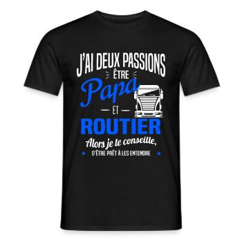 PAPA ROUTIER - T-shirt homme - noir - Devant - AI Model Male 178 light (178cm)