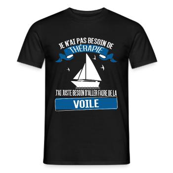 Bateau à voile - voilier - T-shirt homme - noir - Devant - AI Model Male 178 light (178cm)