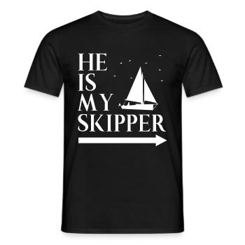Sailing skipper sailboat yacht couple gift - Men's T-Shirt - black - Front - AI Model Male 178 light (178cm)