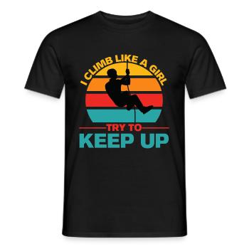 Canyoning Climb Like A Girl Girl Rock Climbing - Men's T-Shirt - black - Front - AI Model Male 178 light (178cm)