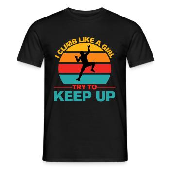 Vintage Climb Like A Girl Rock Climbing - Men's T-Shirt - black - Front - AI Model Male 178 light (178cm)
