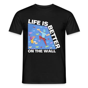 Wall Climbing Bouldering - Men's T-Shirt - black - Front - AI Model Male 178 light (178cm)