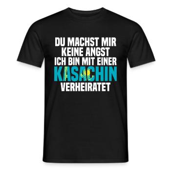 Du machst mir Keine Angst ich bin mit einer Kasach - Männer T-Shirt - Schwarz - Vorne - AI Model Male 178 light (178cm)
