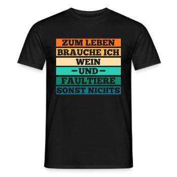 Wein Faultier - Männer T-Shirt - Schwarz - Vorne - AI Model Male 178 light (178cm)