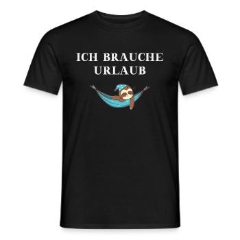 Faultier Ich brauche Urlaub Geschenkidee lustig - Männer T-Shirt - Schwarz - Vorne - AI Model Male 178 light (178cm)