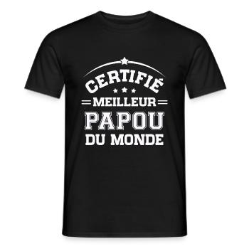 Fête Grand-Père - Certifié Meilleur Papou du Monde - T-shirt homme - noir - Devant - AI Model Male 178 light (178cm)