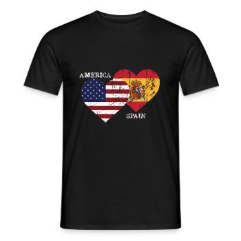 Spain America USA Gift Funny Heart - Men's T-Shirt - black - Front - AI Model Male 178 light (178cm)