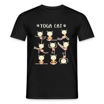 Yoga et chats - T-shirt homme - noir - Devant - AI Model Male 178 light (178cm)