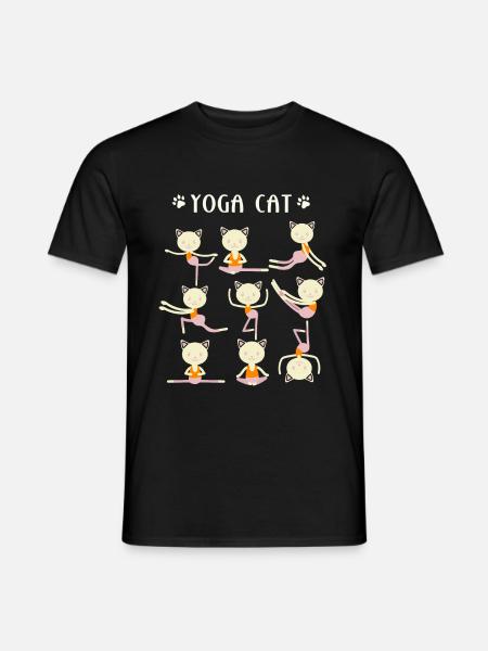 Yoga et chats - T-shirt homme - noir