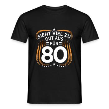 80. Geburtstag - Männer T-Shirt - Schwarz - Vorne - AI Model Male 178 light (178cm)