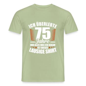 75. Geburtstag - Männer T-Shirt - Sage - Vorne - AI Model Male 178 light (178cm)
