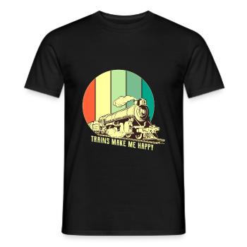 Train trains train modèle - T-shirt homme - noir - Devant - AI Model Male 178 light (178cm)