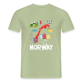 Norway - Men's T-Shirt - sage - Front - AI Model Male 178 light (178cm)