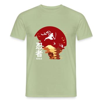 Japon - T-shirt homme - vert sauge - Devant - AI Model Male 178 light (178cm)