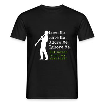 clarinet - Men's T-Shirt - black - Front - AI Model Male 178 light (178cm)