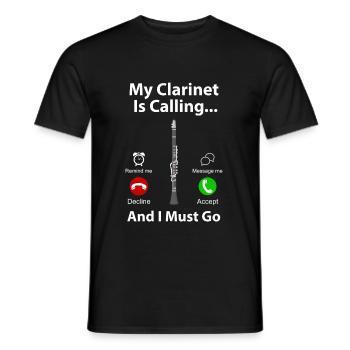 clarinet - Men's T-Shirt - black - Front - AI Model Male 178 light (178cm)
