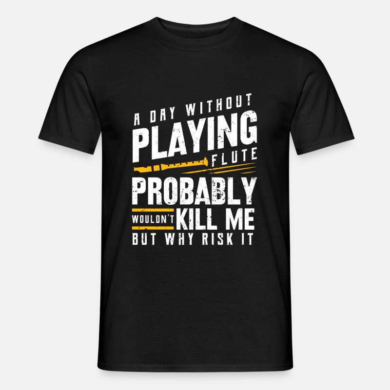 Querflöte - Männer T-Shirt - Schwarz