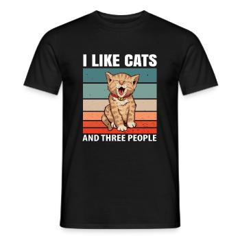 Katze - Männer T-Shirt - Schwarz - Vorne - AI Model Male 178 light (178cm)