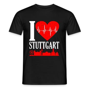 Stuttgart - Männer T-Shirt - Schwarz - Vorne - AI Model Male 178 light (178cm)