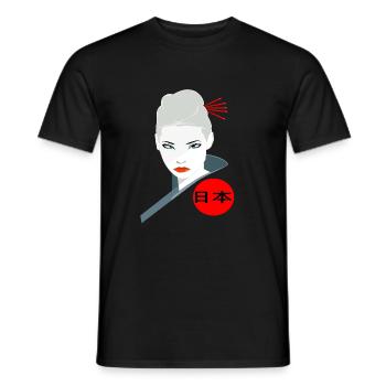 Japan Japanese woman angry Ninja fighter Asian girl - Men's T-Shirt - black - Front - AI Model Male 178 light (178cm)