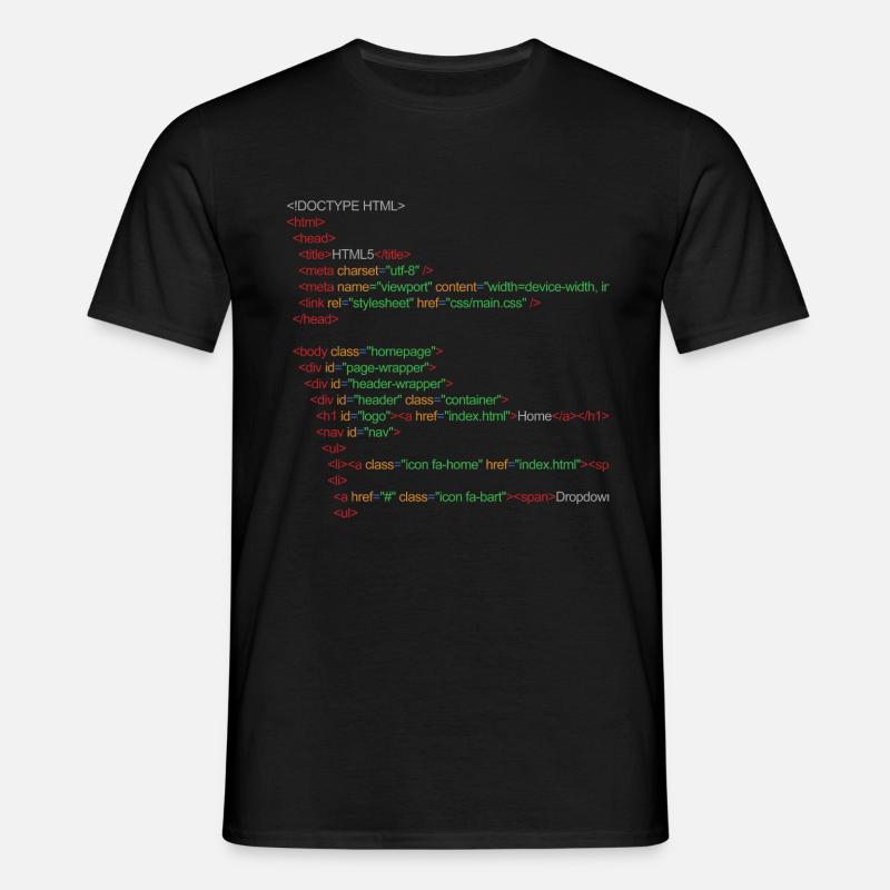 Code HTML5 - T-shirt Homme - noir