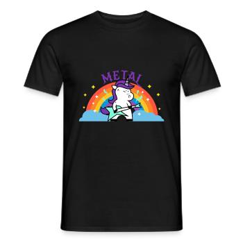 Metal Musique Drôle Arc-en-ciel Licorne avec guitares - T-shirt homme - noir - Devant - AI Model Male 178 light (178cm)