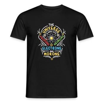 Univers est constitué d'électrons de neutrons à protons - T-shirt homme - noir - Devant - AI Model Male 178 light (178cm)