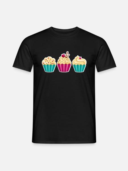 Cupcake - Muffin - Donut - Ice cream - chocolate - - Men's T-Shirt - black