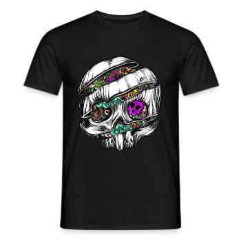 Sliced Skull with doodles - Men's T-Shirt - black - Front - AI Model Male 178 light (178cm)