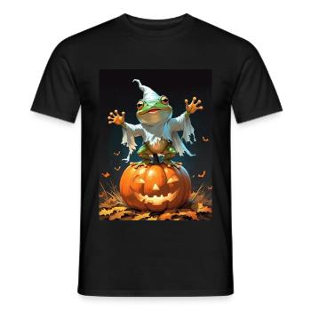 Halloween Frog Ghost Gift Idea - Men's T-Shirt - black - Front - AI Model Male 178 light (178cm)