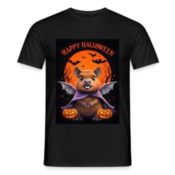 Halloween Capybara Ghost Gift Idea - Men's T-Shirt - black - Front - AI Model Male 178 light (178cm)