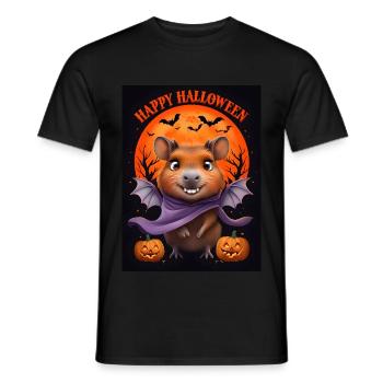 Halloween Capybara Ghost Gift Idea - Men's T-Shirt - black - Front - AI Model Male 178 light (178cm)