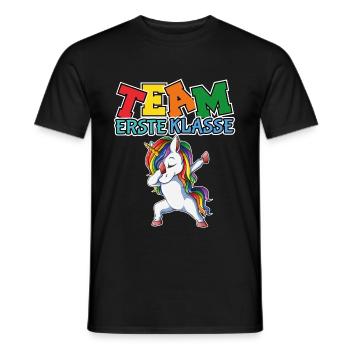 Scolarisation au début de la licorne Jun - T-shirt homme - noir - Devant - AI Model Male 178 light (178cm)