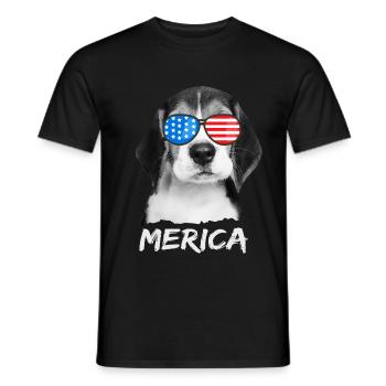 Beagle USA America Chien US États-Unis - T-shirt homme - noir - Devant - AI Model Male 178 light (178cm)