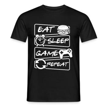 Eat Sleep Game Repeat - Gamer - Männer T-Shirt - Schwarz - Vorne - AI Model Male 178 light (178cm)