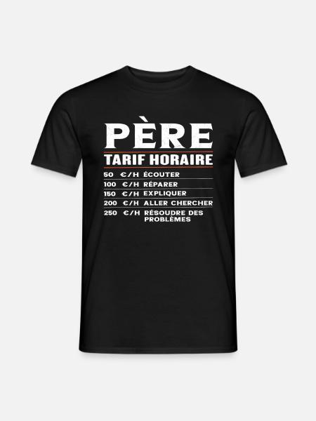 Homme Vintage Humour Tarif Horaire Cadeau Papa - T-shirt homme - noir