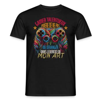 Gamer talentueux, prière de ne pas me déranger dan - T-shirt homme - noir - Devant - AI Model Male 178 light (178cm)