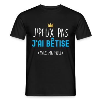 Papa et file , idée cadeau humour bêtise - T-shirt homme - noir - Devant - AI Model Male 178 light (178cm)