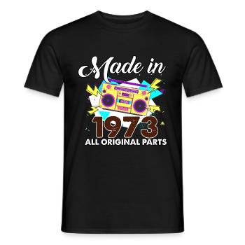 1973 Bday Party Kassettenband Vintage Musikliebhab - Männer T-Shirt - Schwarz - Vorne - AI Model Male 178 light (178cm)