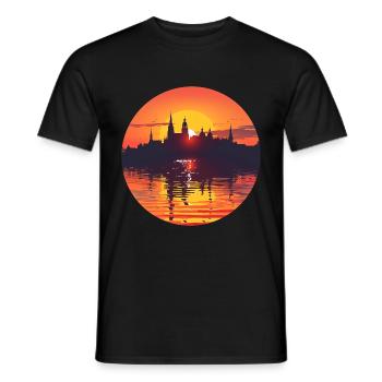 Ligne d’horizon de Würzburg - T-shirt homme - noir - Devant - AI Model Male 178 light (178cm)
