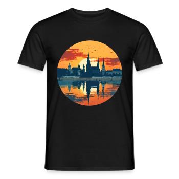 Augsburg Skyline - Männer T-Shirt - Schwarz - Vorne - AI Model Male 178 light (178cm)